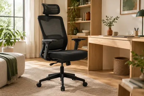 Chaise de bureau SIHOO M102C noire à dossier haut, appui-tête réglable et accoudoirs mobiles
